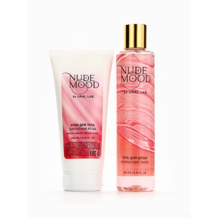 Gift set Ural Lab: shower gel 250 ml and body cream 200 ml, peony and rose aroma-2
