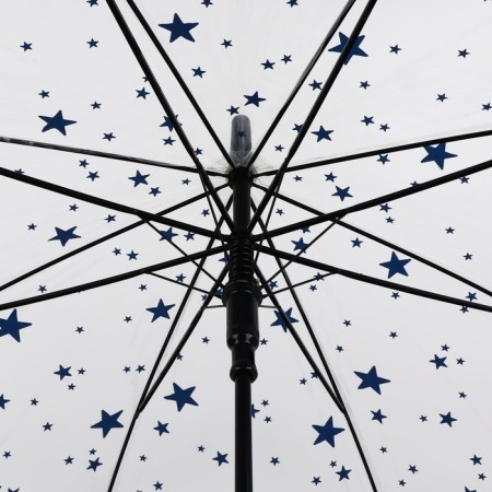 Umbrella - a semiautomatic “pattern” cane, 8 spokes, r = 54 cm, the color is transparent/blue-6