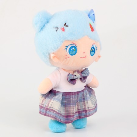 Soft toy "Doll" with strawberries, 25 cm, blue color-1