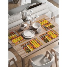 A set of napkins for setting the African Ethnos table, rectangular, rounded edges, size 30x46 cm, 4 pcs