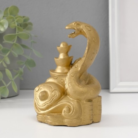 NECKE Polystone "Cobra with gold ingots" 8x8.7x13.5 cm-2