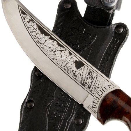 Caucasian knife, tourist "Pecheneg" with scabbard, steel - 40x13, varnished nut, 14 cm-5