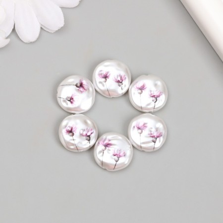 Busina for creativity plastic "Pearl Flat Circle with Cornflows" 0.5x1.6x1.6 cm-2