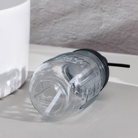 A set of bathroom accessories, 4 items (dispenser, glass for brushes, 2 jars), black color-6