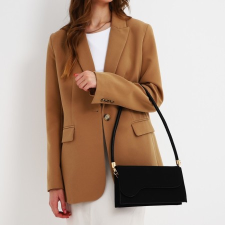 Female bag on one shoulder, on a zipper, black color-8