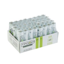 Батарейка алкалиновая "Трофи" Eco, AAA, LR03-40BOX, 1.5В, набор 40 шт.