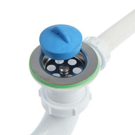 AKVater bath siphon, 1 1/2 "x40mm, release and overflows, corrugation 40x40/50mm, plug without chain-1