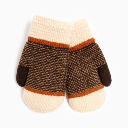 Mittens for children, milk/brown color, size 16 (8-10 years)