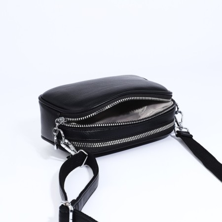 Cross-Bodi bag on zippers, external pocket, black color-5