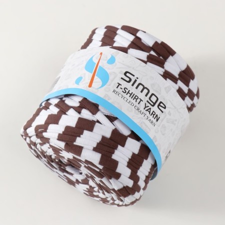 Knitted yarn secondary 90% cotton, 10% p/e, 100m/450 ± 50 g (white-brown strip)-1