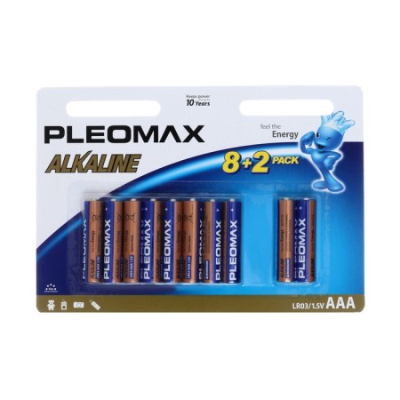 Battery Alkalin Pleomax, AAA, LR03-10BL, 1.5V, blister, 8+2 pcs.-3