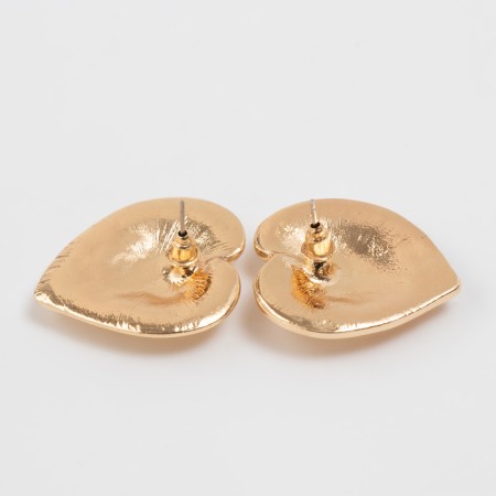 Earrings Metal "Heart" leaf, color gold-2