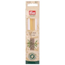 Knitting needles, bamboo, 3.0 mm/15cm, 5 pcs