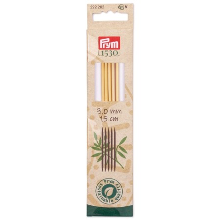 Knitting needles, bamboo, 3.0 mm/15cm, 5 pcs