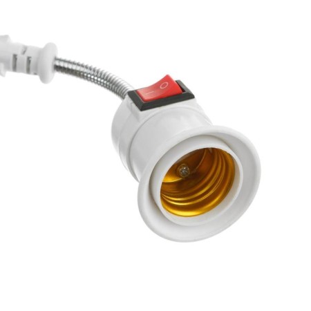 Adapter fork-patron, e27, flexible 100 mm with a switch, white-2
