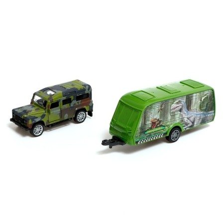 Metal machine with a dinosaur trailer, doors open, mixing color-3