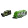 Metal machine with a dinosaur trailer, doors open, mixing color