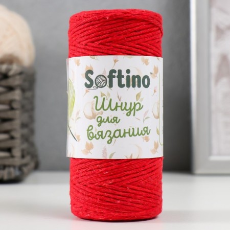 Knitting cord 100% cotton, width 1mm 100m 80g "red" 10x4.2x4.2 cm