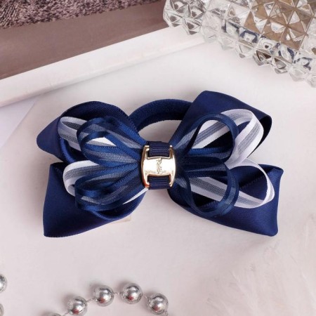 Hair elastic band "Schoolgirl" Bang strips, 8 cm, blue-white