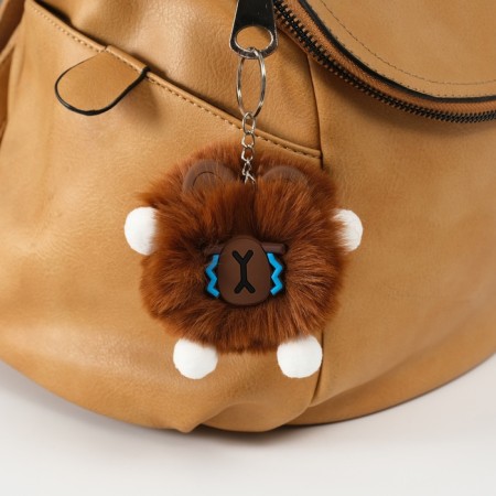 Fluffy on the ring "Capybara Mr. Sadness" Brown 10x8x8 cm