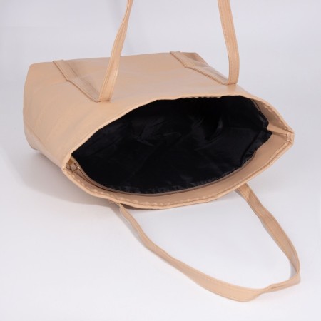 Zipper bag with lightning, beige color-4