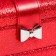 Casket to the leatherette to decorations a chest with a bow "Small squares. Red" 13.5x16.5x23 cm