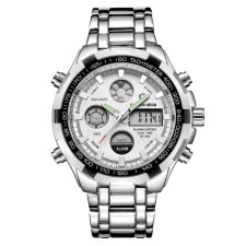 Electronic watch watches, D-3.7 cm, with an alarm clock, calendar, backlight, 1 atm, silver 1006843