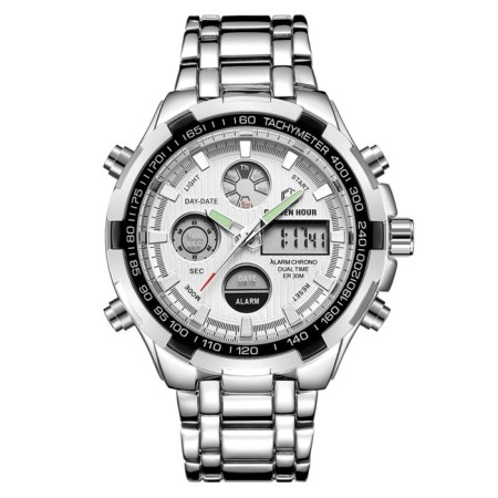 Electronic watch watches, D-3.7 cm, with an alarm clock, calendar, backlight, 1 atm, silver 1006843