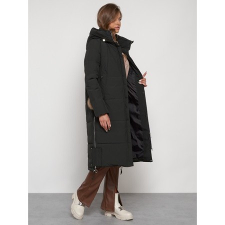 Coat insulated winter female, size 44, dark green color-2