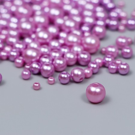 Beads for creativity plastic "Round. Lavender" d = 3-8 mm, set 10 grams-1
