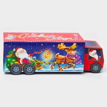 Gift box New Year's truck "Festive path" with animation 36 x 11.5 x 11 cm (cab-1