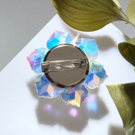 Brooch "Flower" Fairytale, Rainbow color in silver-1