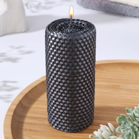 Washchina candle, 6x6x12.5 cm, wet asphalt metallic