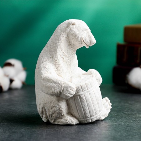 Figure "Bear White with a barrel" 12.3cm-3