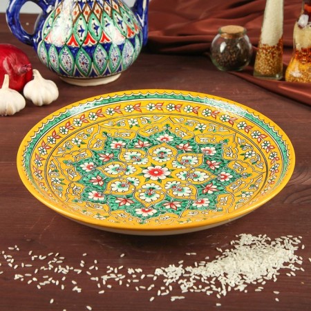 Largan Rishtan ceramics "Flowers", 31 cm, yellow