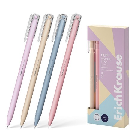 Ballic Handle Erichkrause Slim Stick "Tiramisu", needle node 0.7 mm, blue, subtle design Soft Touch, mix