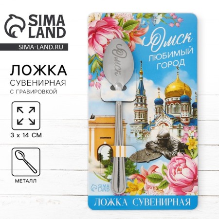 Spoon of souvenir "Omsk", with engraving, 3 x 14 cm