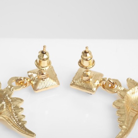 Earrings with rhinestones "dinosaurs", purple color in gold-2