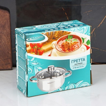 Gretta pan, 2.2 l, d = 18 cm, capsule, glass cover, induction-3