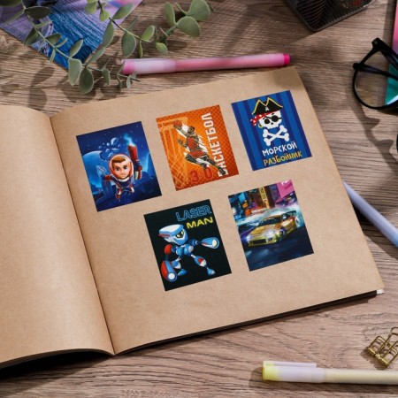 A set of paper stickers “for boys”, 11 x 15.5 cm, 10 sheets-11
