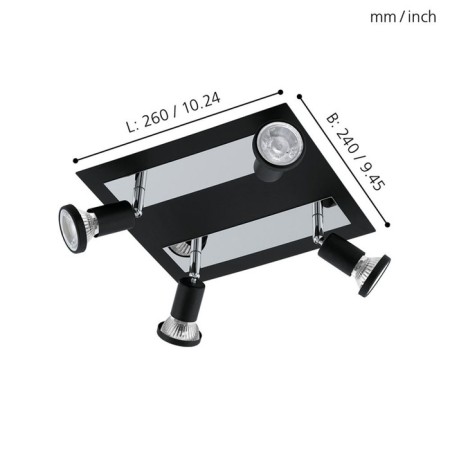 Sarria lamp, 4x5W Gu10, 3000k, 1600lm, chrome color, black-1