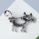 Brooch "cat" flirty with a bow, black color in black silver