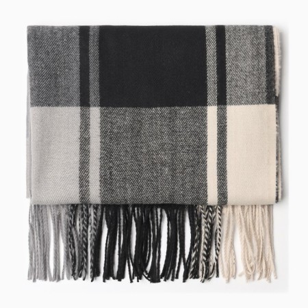 Women's stole, black/gray color, size 70x180 cm-2