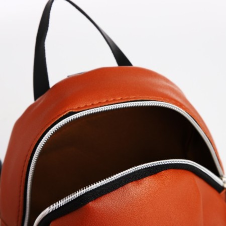 Women's backpack-Mini of artificial leather with lightning, brown color-4
