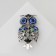 Owl brooch, color in black silver