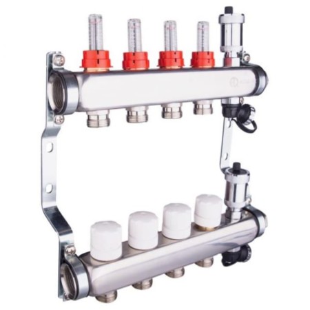 Aqualink Collector Group, 1 "X3/4", 9 outputs, with consumables, stainless steel-2