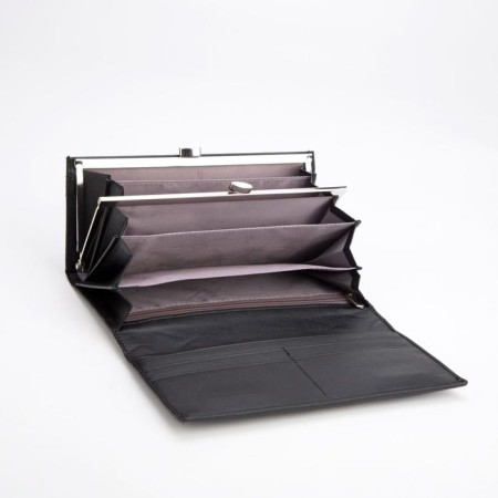 Women's wallet on magnets, black color-2
