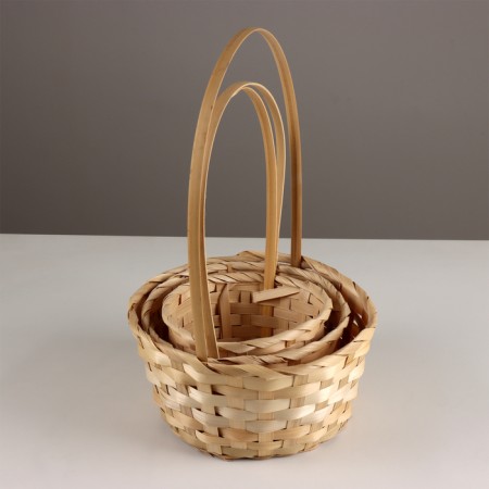 A set of baskets of 3 pcs, d21x10xh36cm, natural, bamboo-1