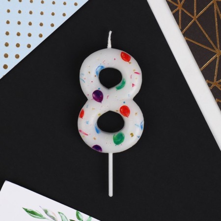 Candle for the cake, the number "8", with balls, 5.5 x 8 cm.-2