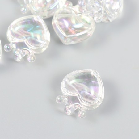 Busina for creativity plastic "heart with crown transparent mother -of -pearl" 2.1x1.4x2.5 cm-1